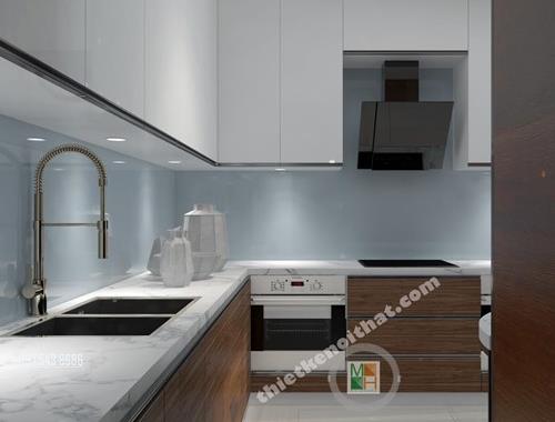  Kính ốp bếp màu xám tại chung cư Vinhome